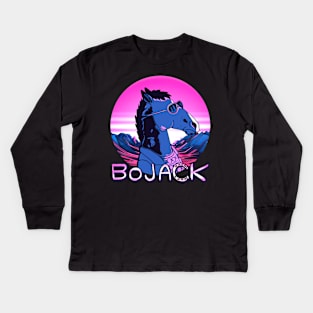 bojack horseman retrowave cool Kids Long Sleeve T-Shirt